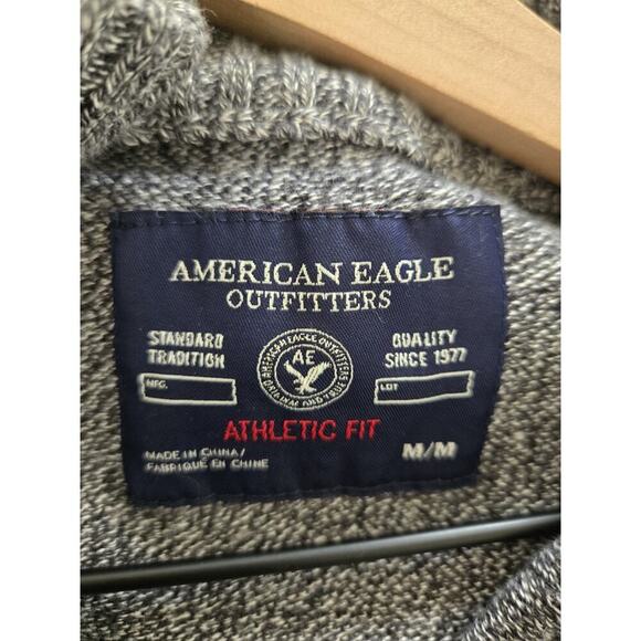 American Eagle Mens XL Grey Henley Zip Athletic Fit Academia Preppy Old Money - Picture 7 of 7
